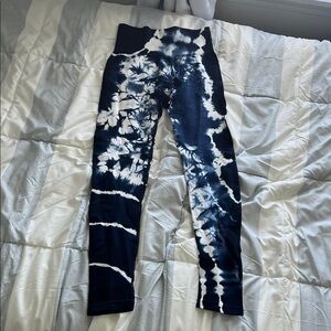 Navy and White Tie-Dye Active Leggings